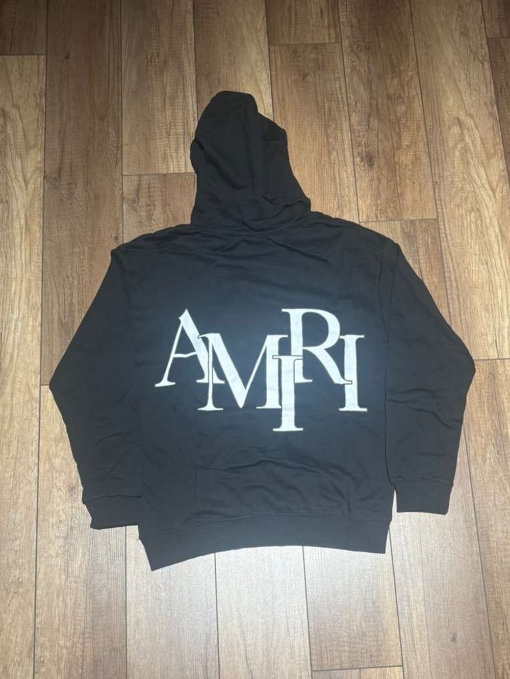 Amiri Mens Black Pullover Hoodie with White Logo Brand New Size Medium